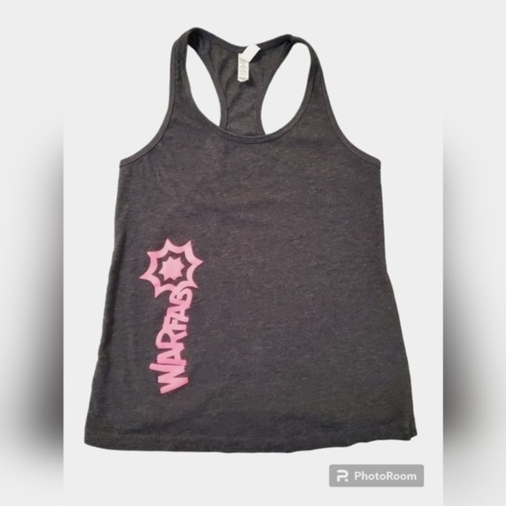 WarFab Armor‎ Women's Gray Pink Logo Racerback Tank Top Medium